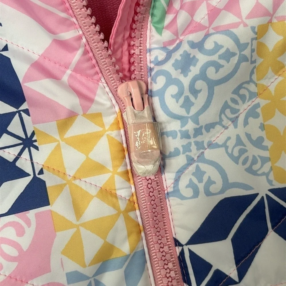 Brand New RLX Ralph Lauren Pink Pastel Patchwork Zip Up Golf Jacket
